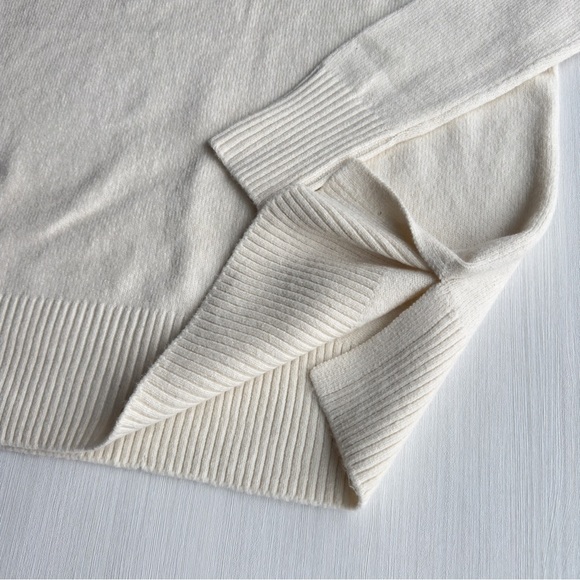 LOFT Cream Mock Neck Sweater XS Split Hem Pullover Neutral Minimalist Classic - Picture 7 of 12